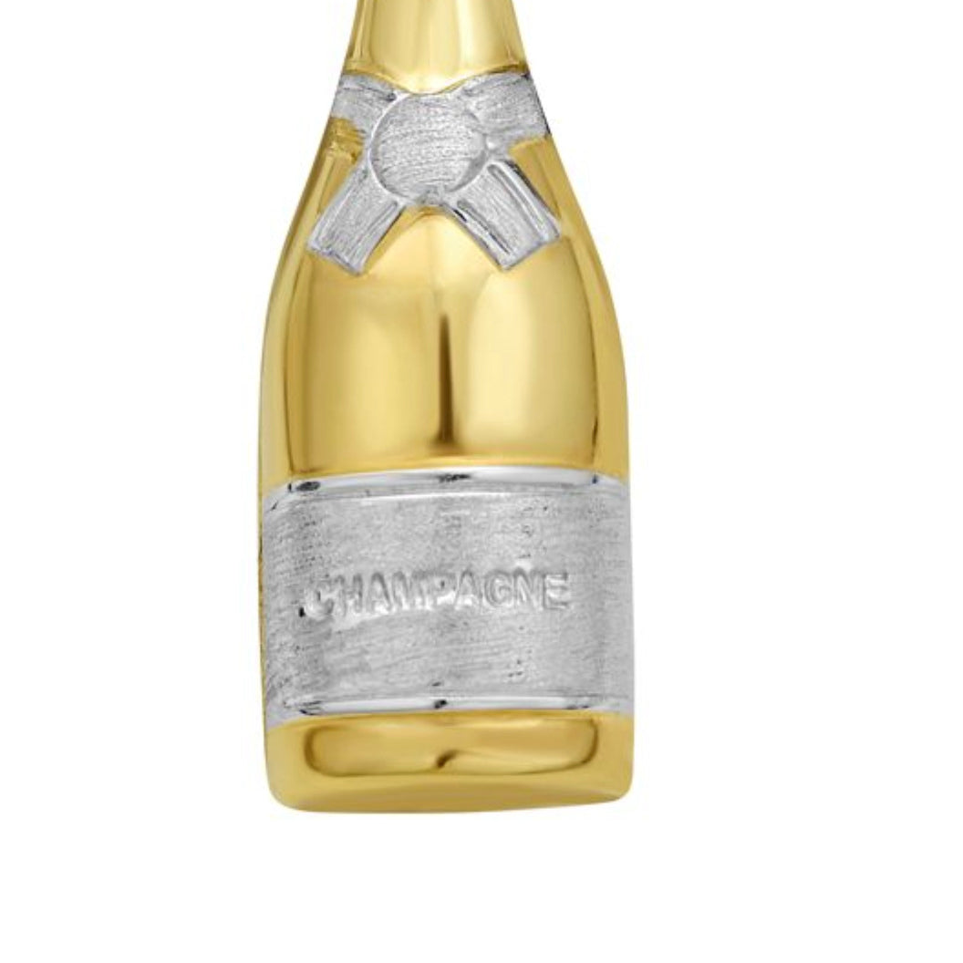 14K Solid Gold Champagne Bottle Pendant crafted in a polished two tone finish for a festive and versatile charm that feels lightweight, durable and perfect for birthdays, anniversaries, milestone celebrations and everyday luxury wear.