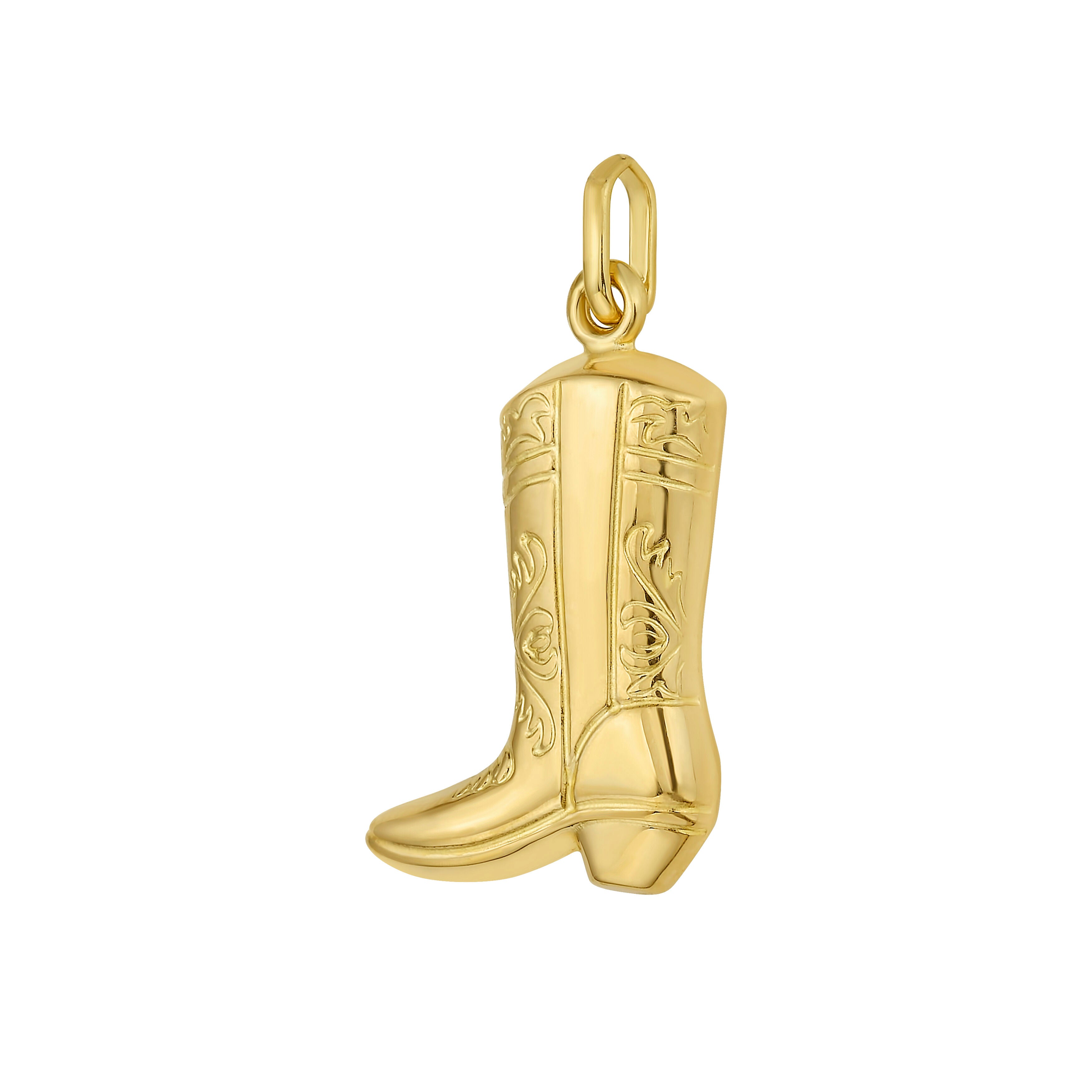 14K Gold Cowboy Boot Pendant with polished western detailing designed as a durable and stylish charm that feels lightweight for everyday wear or gifting on birthdays, anniversaries and special celebrations.