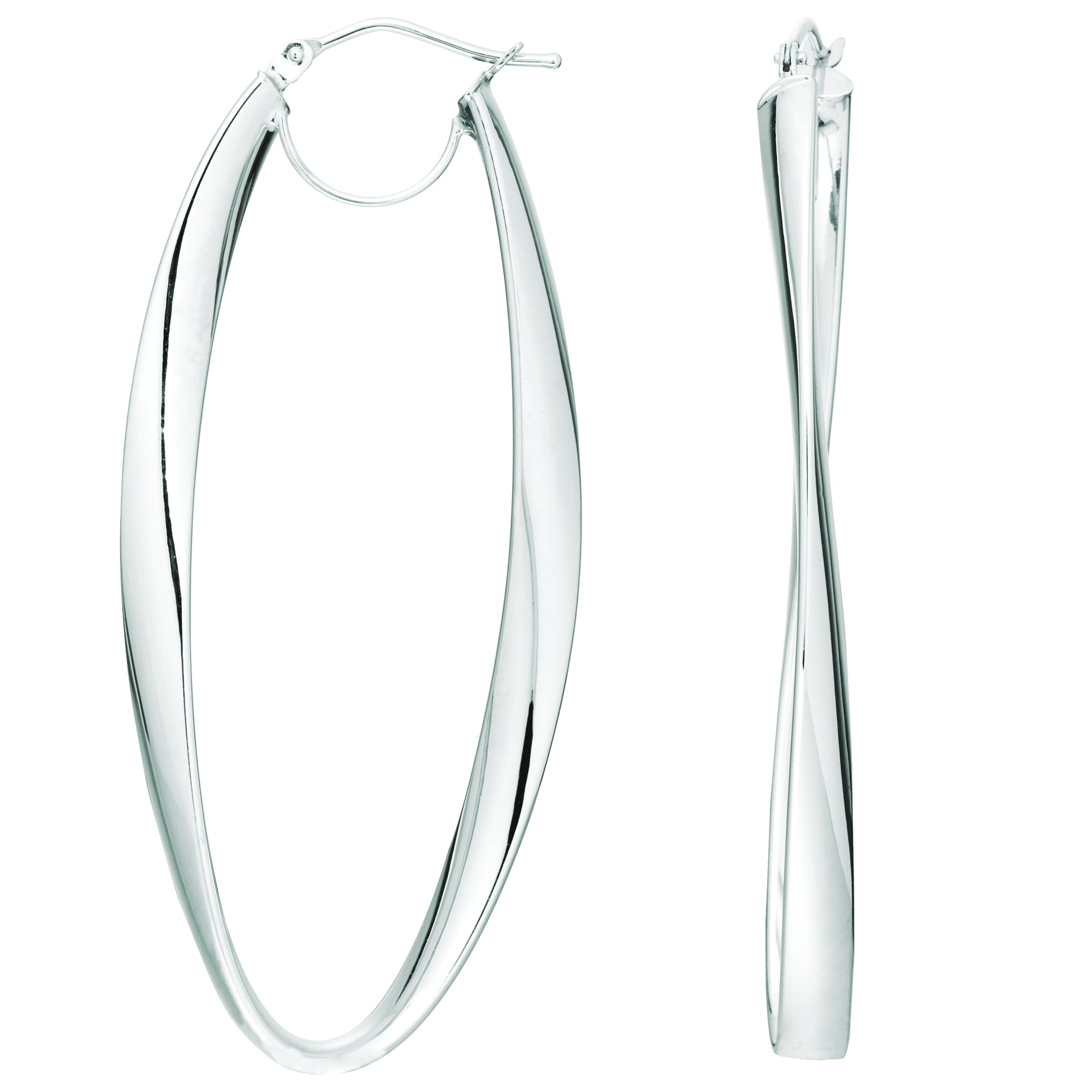 14K Gold Large Twist Oval Hoop Earrings