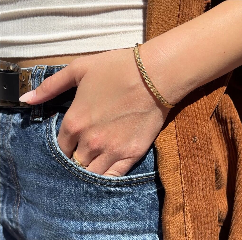 Bold 14K Gold Bangle that adds texture and power to your stack