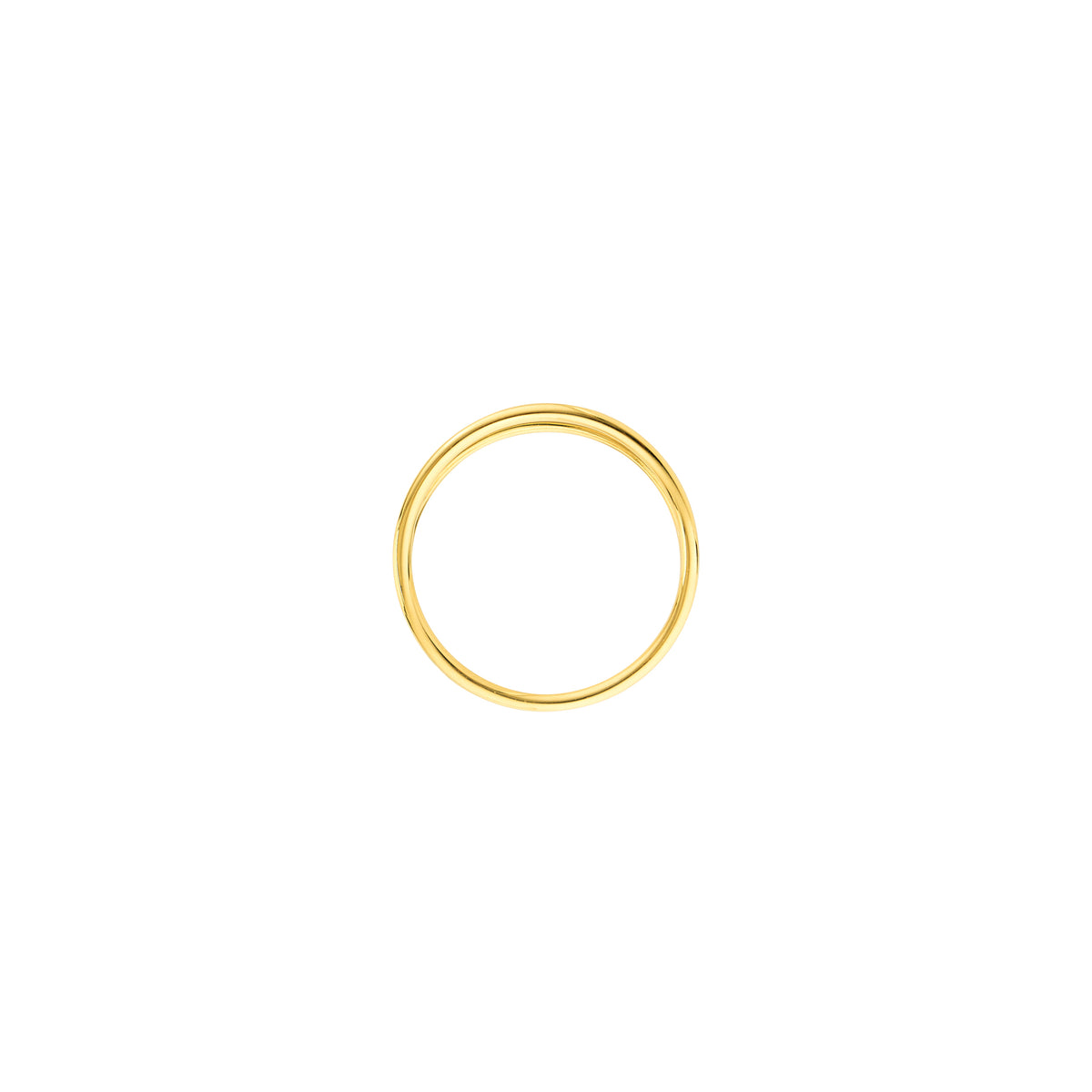 Bottom view of 14K yellow gold double wire band ring with two parallel polished gold bands