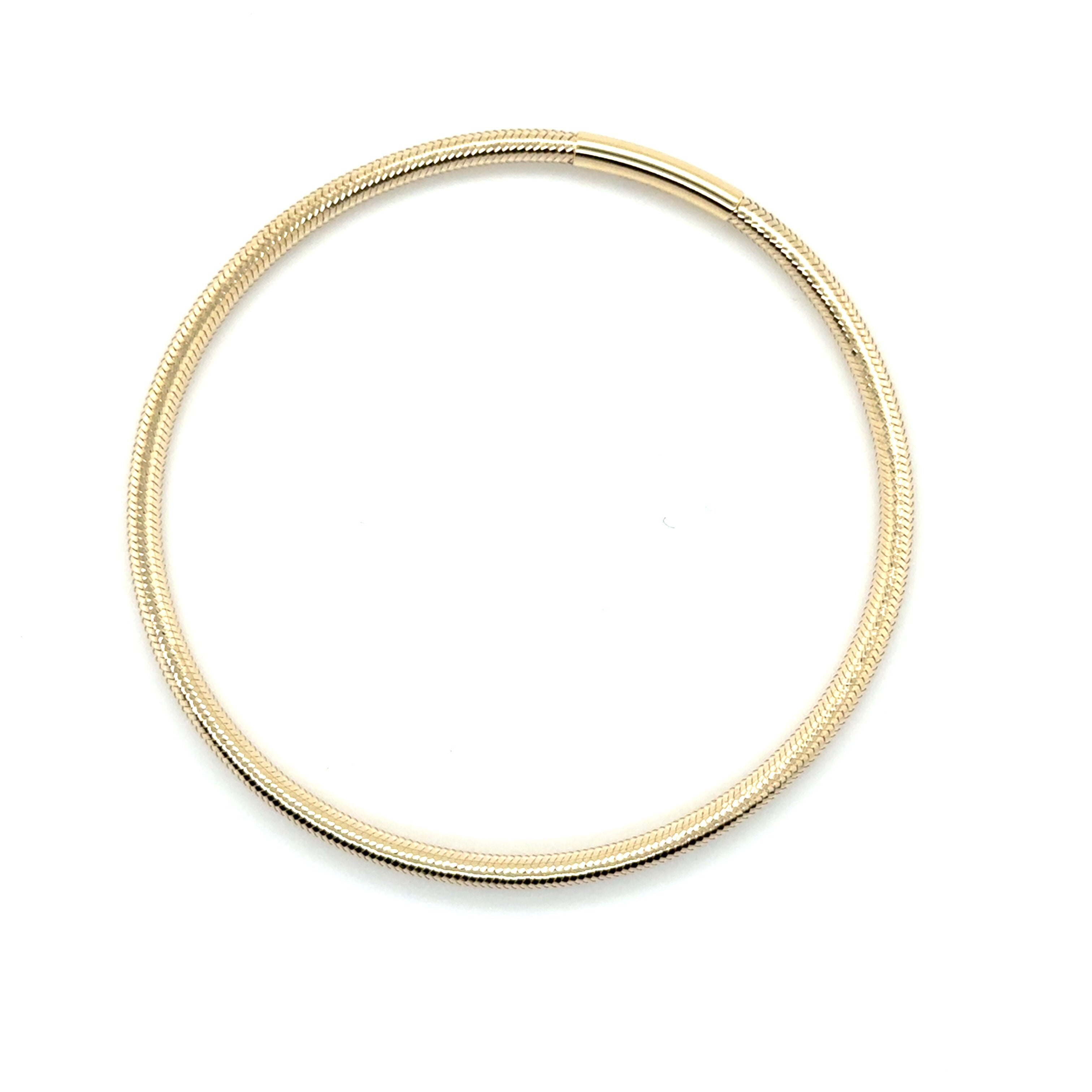 14K Gold Bangle that fits any wrist size, perfect for everyday style and movement.