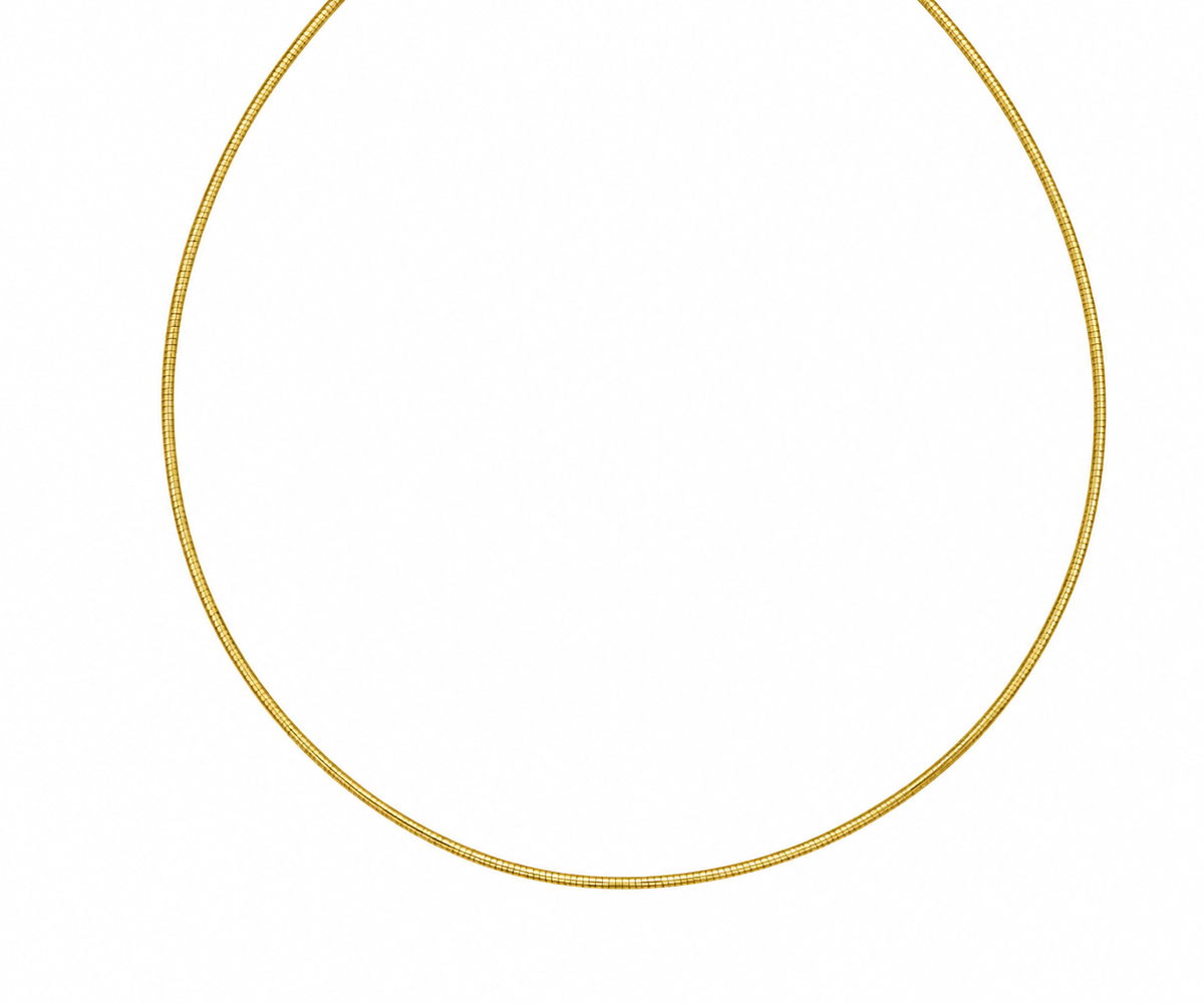 14k gold omega necklace 2mm, 14" + 2 " extender