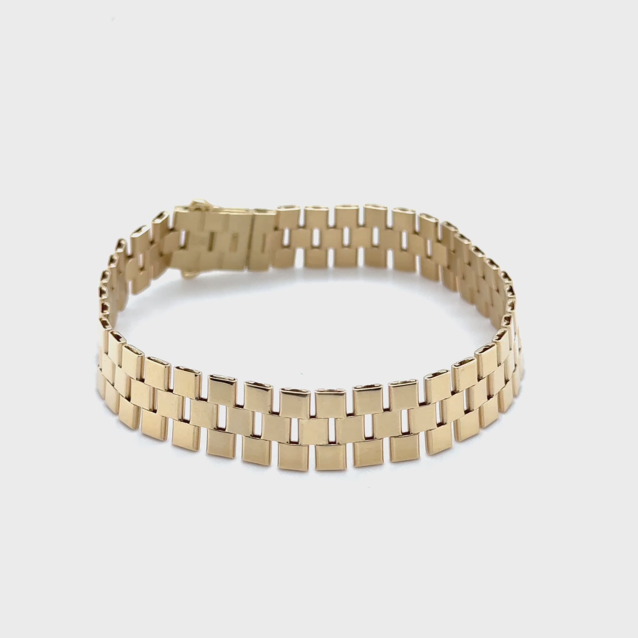 14K Gold Classic Railroad Bracelet: 7" - 10mm Wide