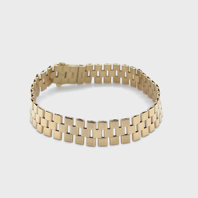 14K Gold Classic Railroad Bracelet: 7" - 10mm Wide