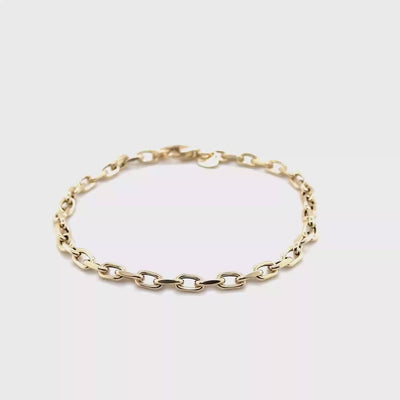 14K Gold Dainty Cable Link Bracelet 3.3mm, 7", Made In Italy