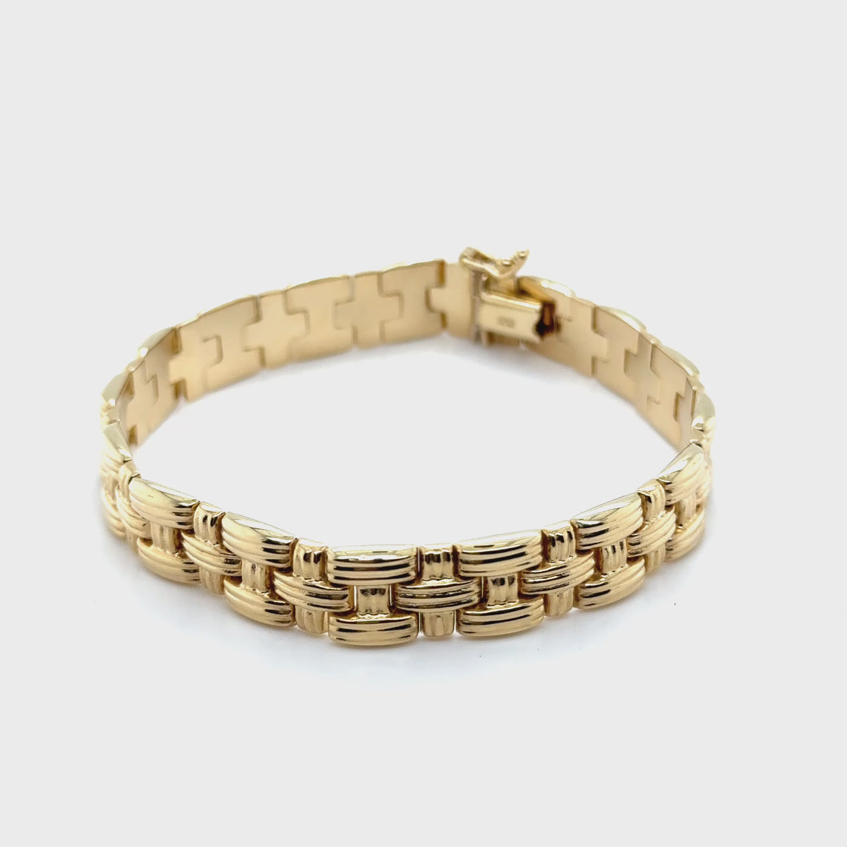 14K Gold Basketweave Bracelet: 9mm Wide - 7.25", Bold and Elegant