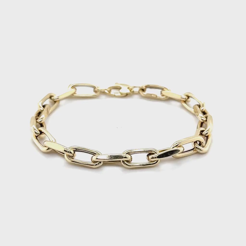 14K Gold 6 mm Faceted Cable Link Bracelet