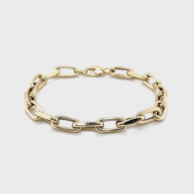 14K Gold 6 mm Faceted Cable Link Bracelet